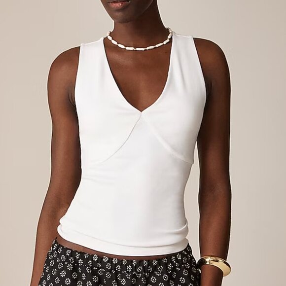 J. Crew Stretch cotton-blend V-neck top Size XS - Picture 1 of 11